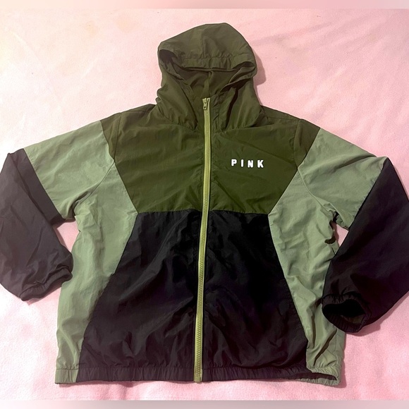 PINK Victoria's Secret Jackets & Blazers - PINK Victoria's Secret Olive and Black Oversized Jacket
